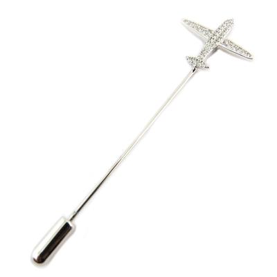 [P8117] - Silver-white 'Airplane' Designer Brooch - 70 Mm - 20x19 Mm