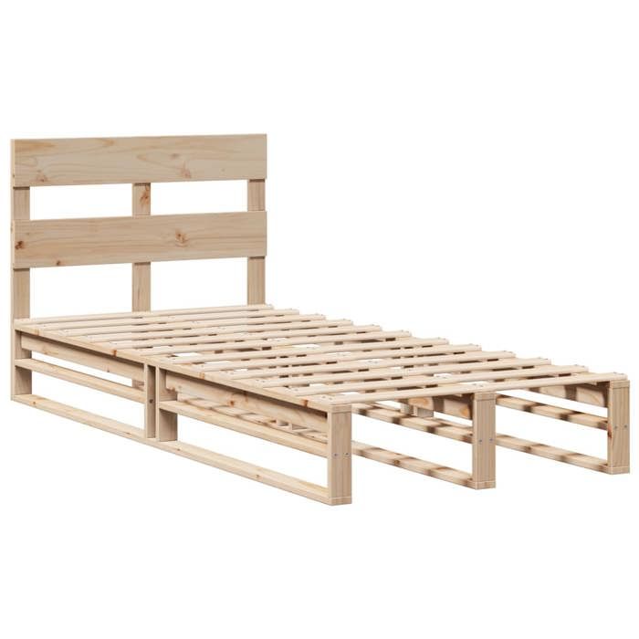 VidaXL Cadre de lit avec tête de lit 90x190 cm bois de pin massif, meuble de chambre, sommier, lit en bois, lit, lit simple 850821