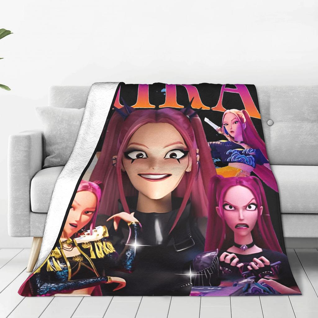 Mira Kpop Lovci démonů Flanelová deka Zima Měkká přehoz pro děti Venkovní Nadývaná přehoz na postel Potah na pohovku