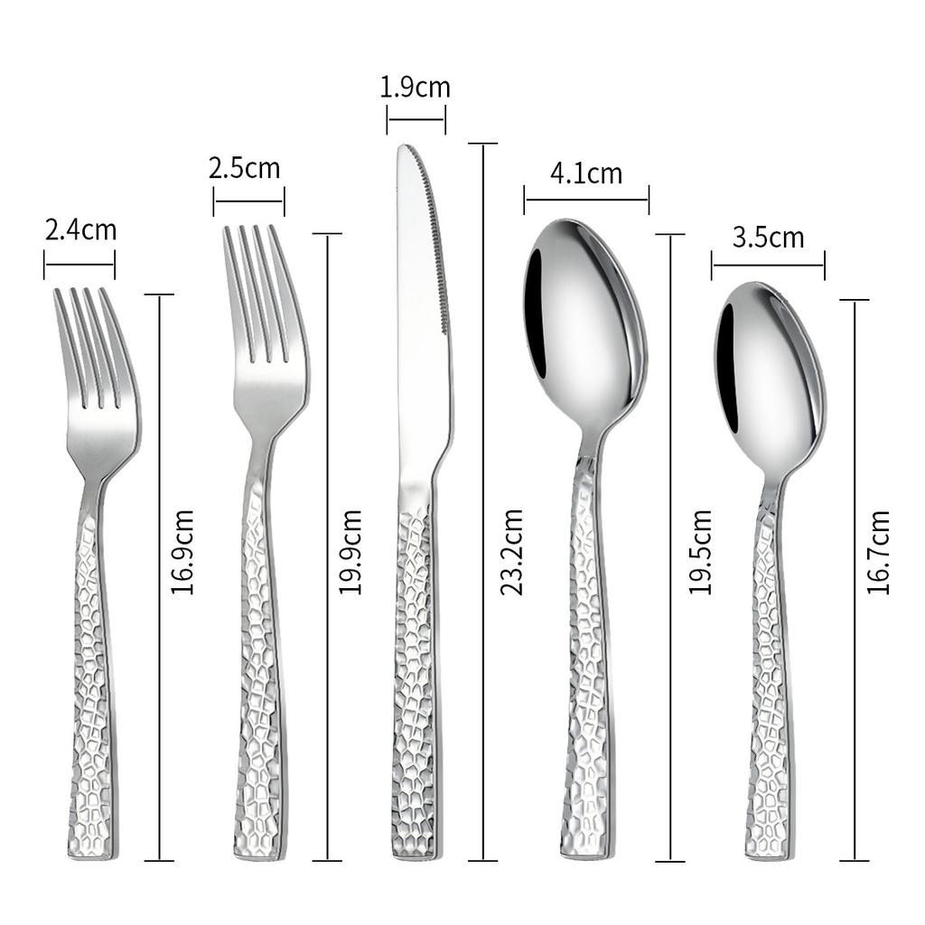 Stainless steel tableware set Western tableware fork Hammer steak knife fork spoon one molding polishing tableware set