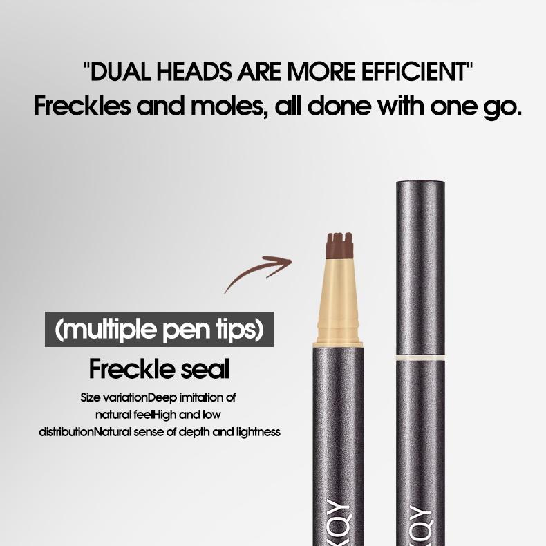 QXQY Double-Head Freckle & Beauty-Spot Pen 24h Skin-Tint Waterproof Natural Cute Sun-Kissed Finish