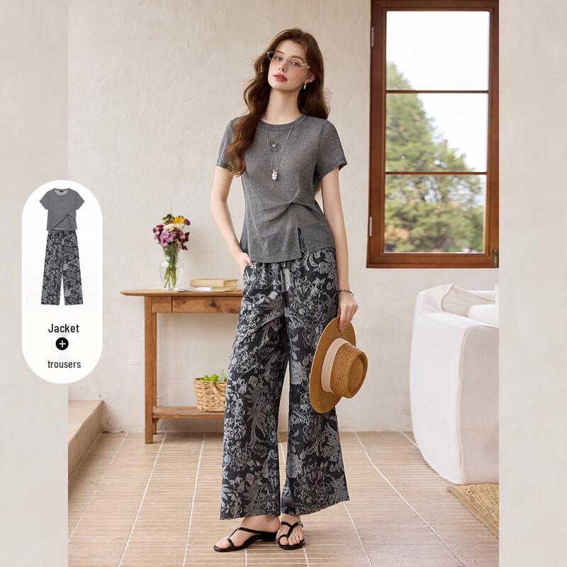 Bailuyu Retro Floral Two-piece Set XL