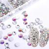 750 Stück Nagelkunst-Dekorationen, AB-Kristall-Nagel-Strasssteine in mehreren Größen, flache Unterseite, kristallklare Diamant-Edelsteine, DIY-Nägel, Glitzer