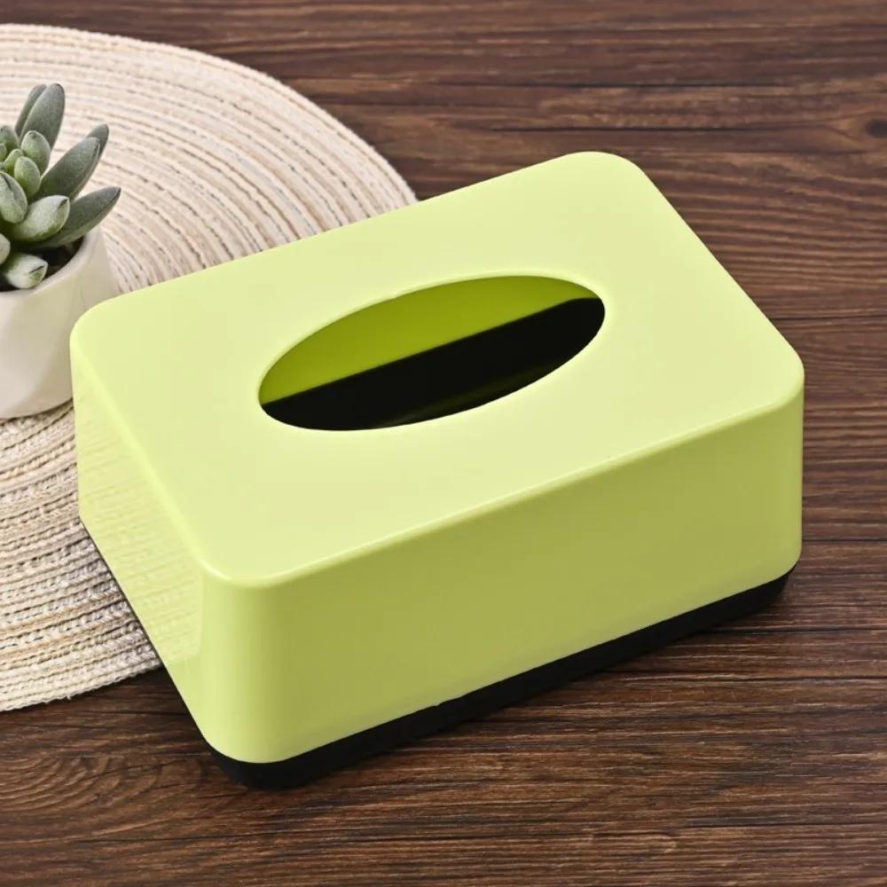 New Plastic Tissue Box Square Durable Napkin Holder Solid Color Paper Towel Box Home Use