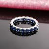 Huitan Single Circle Blue Cubic Zirconia Ring for Female Versatile and Stackable Daily Finger Jewelry for Women Fashion Gift