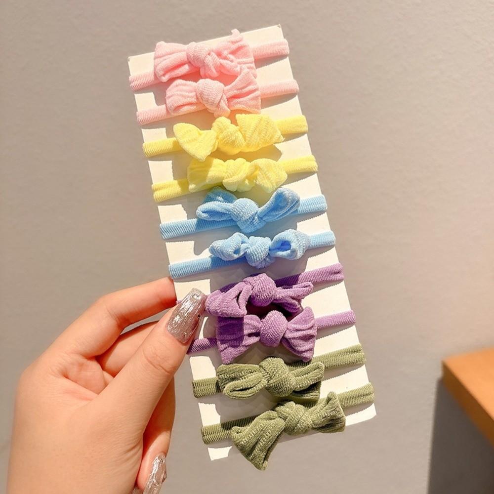 10pcs Soft Elastic Children Bowknot Hair Ties High Elasticity Bow Hair Scrunchies For Little Girls