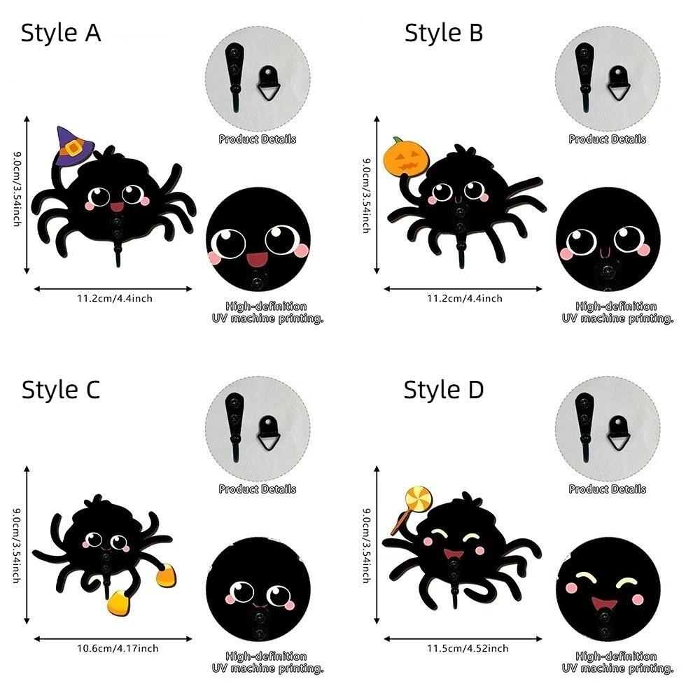 Creative Wooden Halloween Cartoon Spider Hook No-Drill Gothic Style Keys Holder Cute Wall Mounted Bag Hat Hooks Home Decor