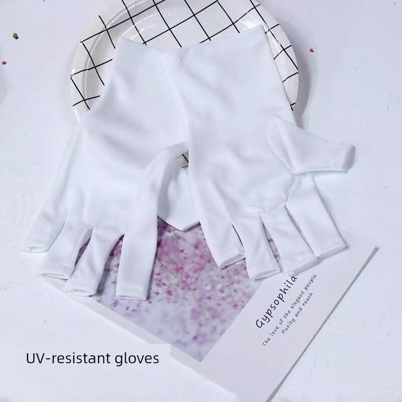 

Перчатки для маникюра Защита от УФ-лучей Специальный свет для ногтей Защита от солнца Защита от черноты Без пальцев Одноразовые ПВХ Отбеливающая маска для рук Nail art UV protection gloves (short) One size