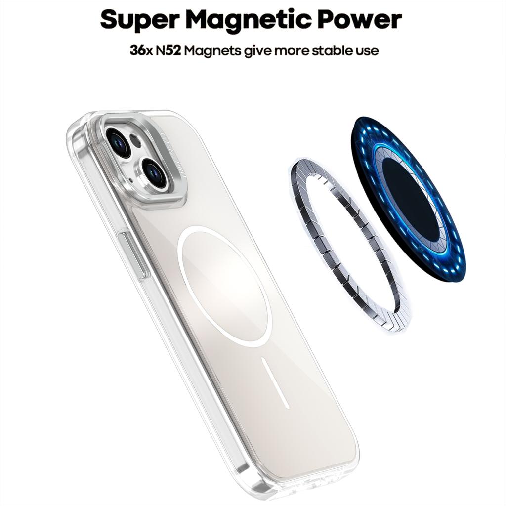 For iPhone 15 Case Compatible with MagSafe TPU+Acrylic Gradient Phone Cover with Kickstand