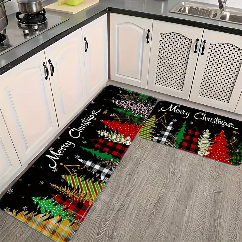 1 Stück Anti-Ermüdungs-Küchenteppich mit Aufschrift „Frohe Weihnachten“, wasserdicht, rutschfest, dick gepolstert, Küchenmatte, strapazierfähig, bequeme Stehmatte für die Küche