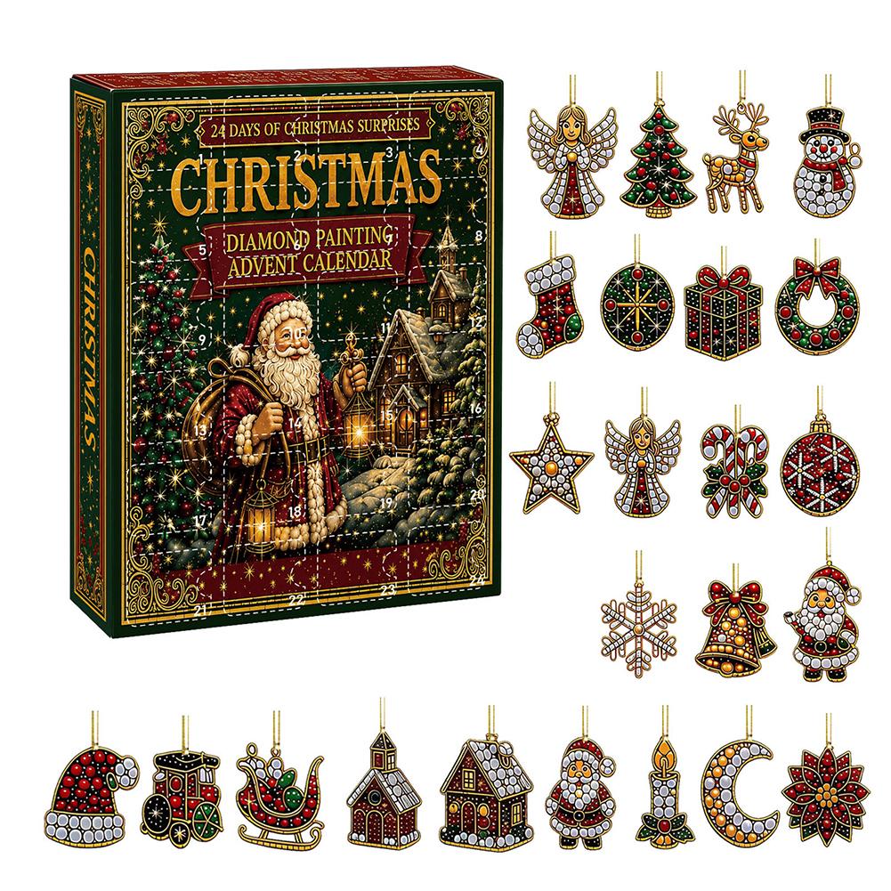 Christmas Diamond Painting Ornament Advent Calendar 24 Day Countdown Blind Box Hanging Pendant Festival Decor Gift DIY Craft Toy