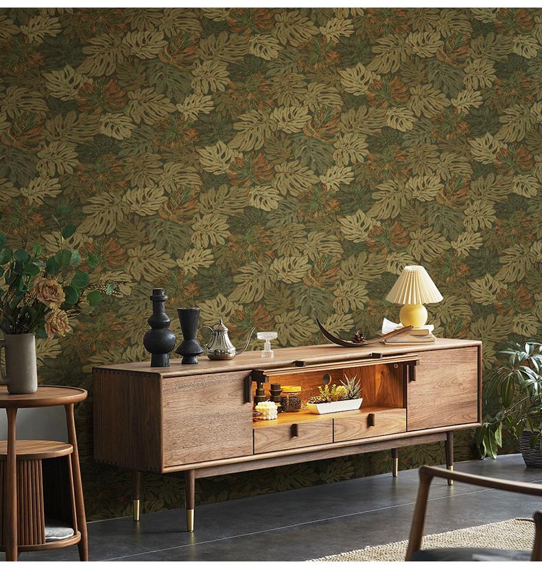 Southeast Asian Green Plant Leaves Wallpaper 3d Living Room Bedroom Hotel Background Wallpaper Tropical Rainforest Mural