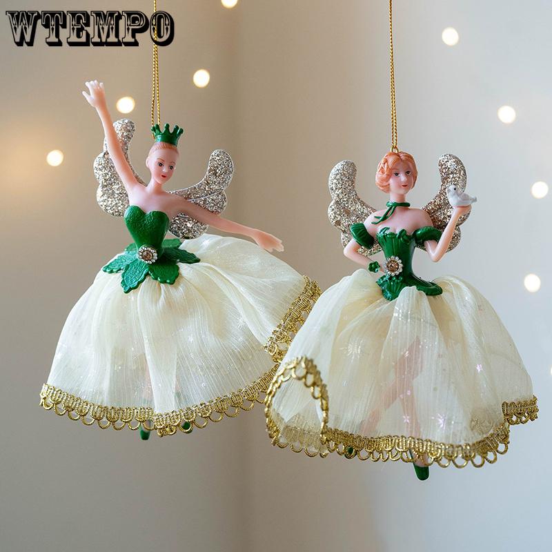 WTEMPO Christmas Ballet Dancing Girl Doll Hanging Pendents Gauze Enchanted Dance Love Girl Decorated Ornaments Cute Christmas Tree Decorations
