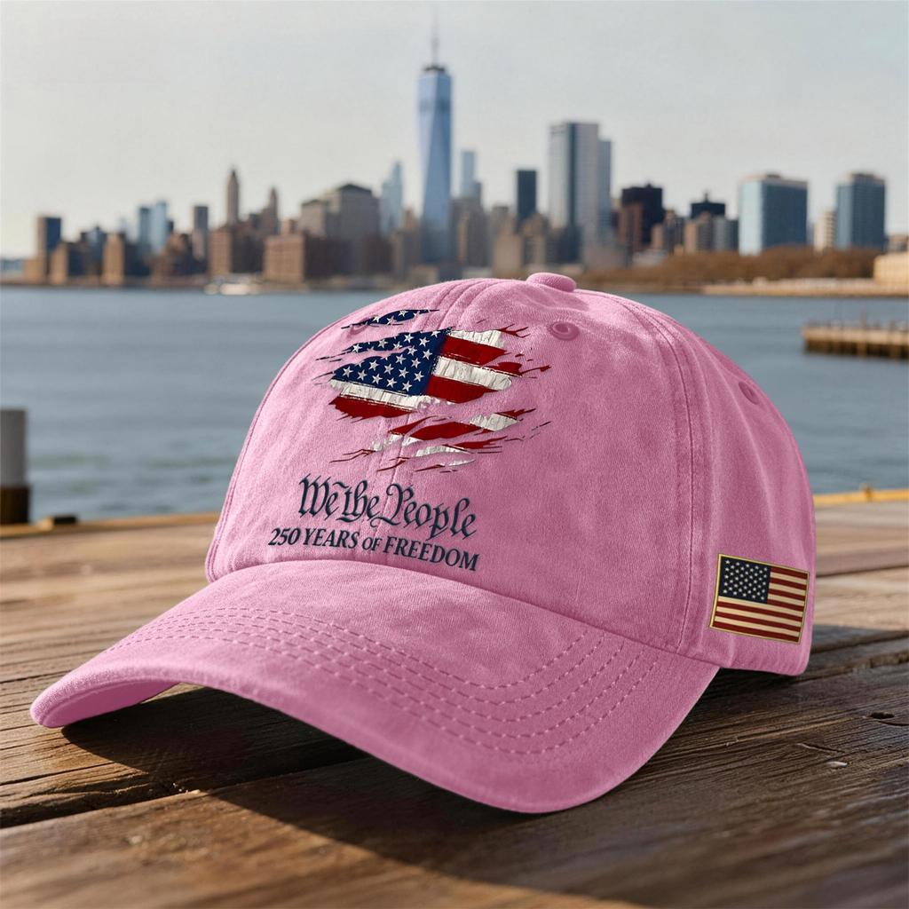 Unisex USA 250th Anniversary Printed Distressed Washed Baseball Cap | Patriotic Vintage Hat For Celebrations