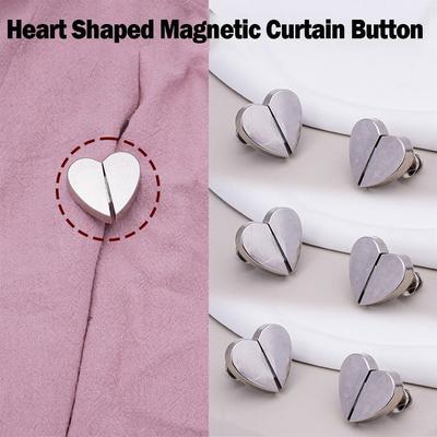 1/2/4 Stück Lochfreie Herzförmige Magnetische Vorhangknöpfe Abnehmbare Lichtundurchlässige Magnetische Vorhangschnallen Einfache Gardinenklammern