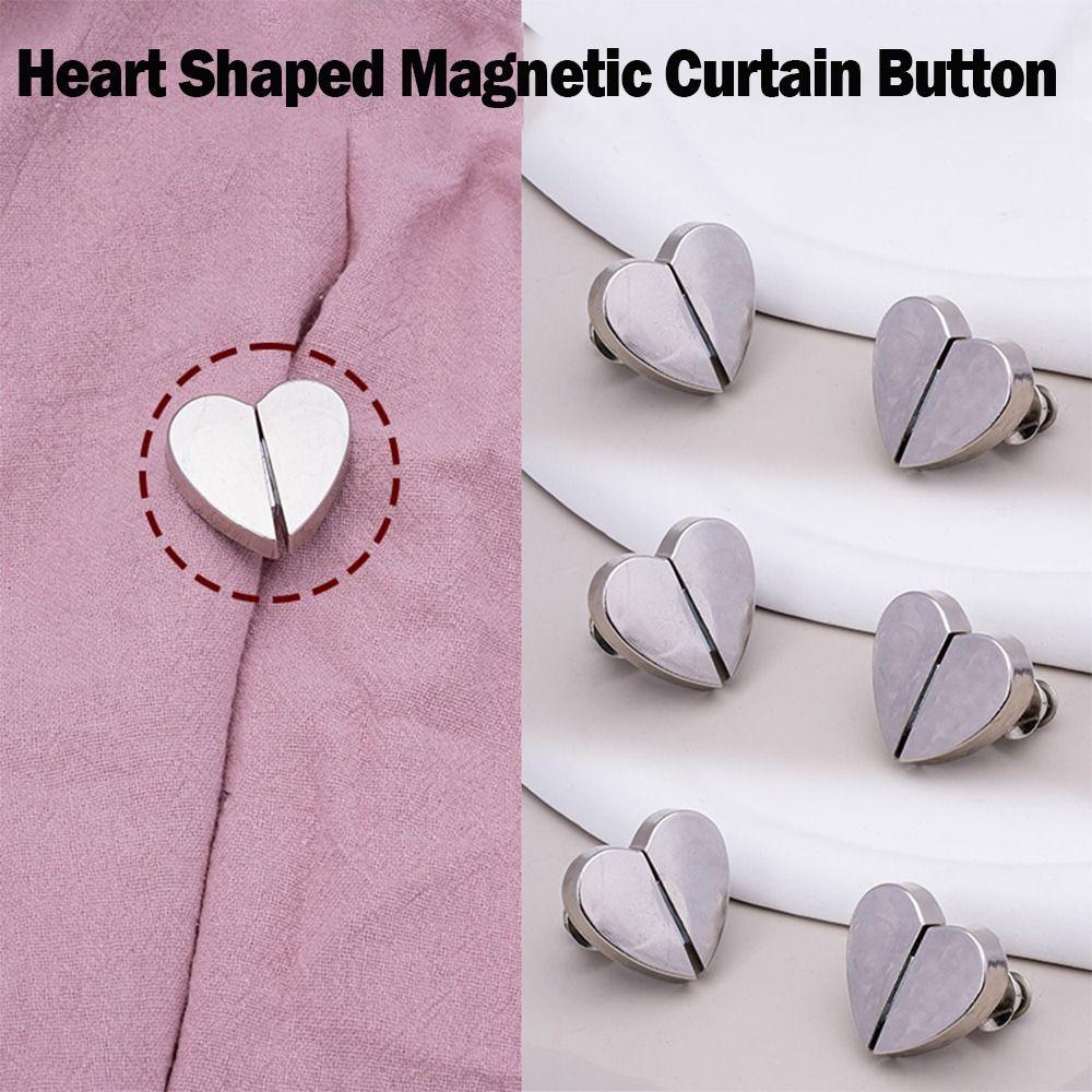 1/2/4Pcs Punch-free Heart Shaped Magnetic Curtain Button Simple Curtain Ties Drapery Clips  for Home