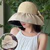 Spring Summer Hat For Women Big Wide Brim Women Bucket Hat Solid Color Foldable Uv Protection Outdoor Beach Panama Cap Sun Hats