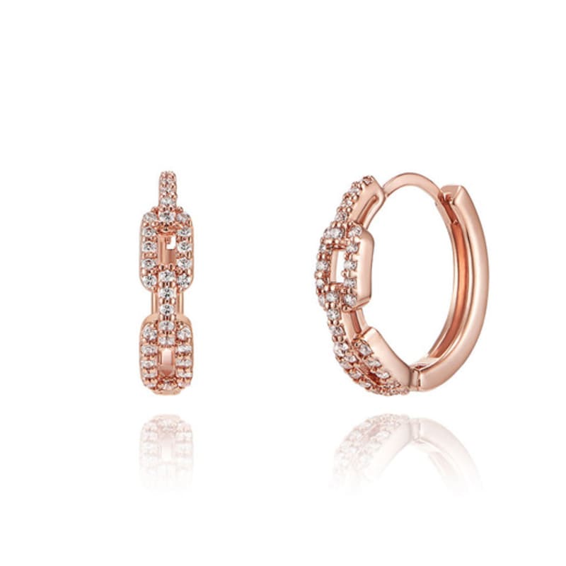 ELLE Jewelry 14K Chain Q Ring One-Touch Earrings (Gold Pin) ELGPEE440