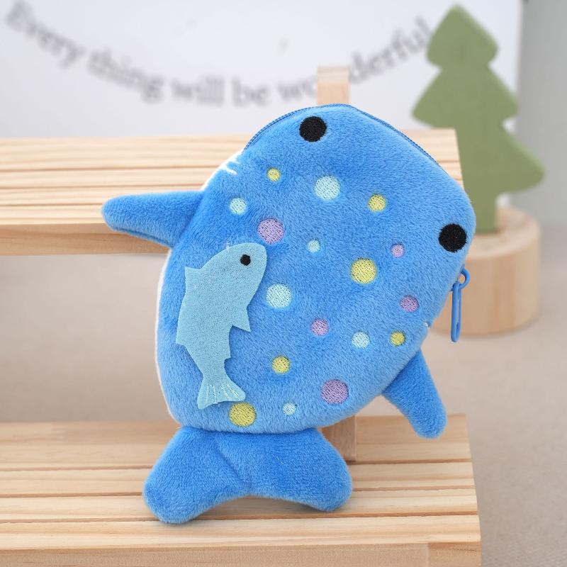 

1 Piece Plush Zipper Coin Wallet Fashion Cute Blue Shark Mini Whales Coin Purse Women S Small Change Bag Key Earphone Pouch