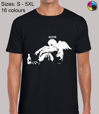 Banksy Drunken Angel Street Artist Graffiti Art Regular Fit T-Shirt Mens Womens Tees Top for Men
