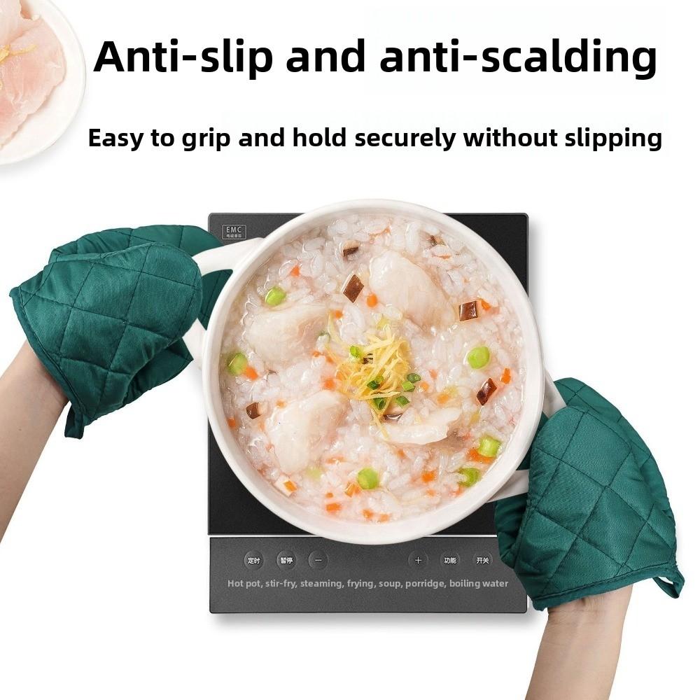 2PCS Hanging Microwave Gloves Non-Slip Grilling Mitts Portable Heat-Resistant Gloves BBQ