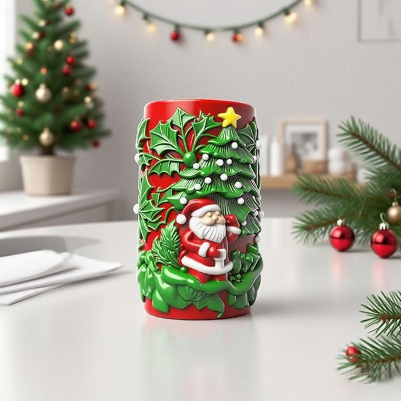 Santa Embossed Cylindrical Silicone Mold Holiday Candle Silicone Mould For Epoxy Resin Art Handmade Candle Soap Making