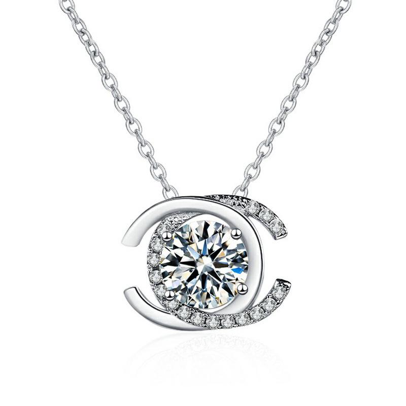 Double C Moissanite Clavicle Necklace for Women - Elegant Valentine's Day Gift