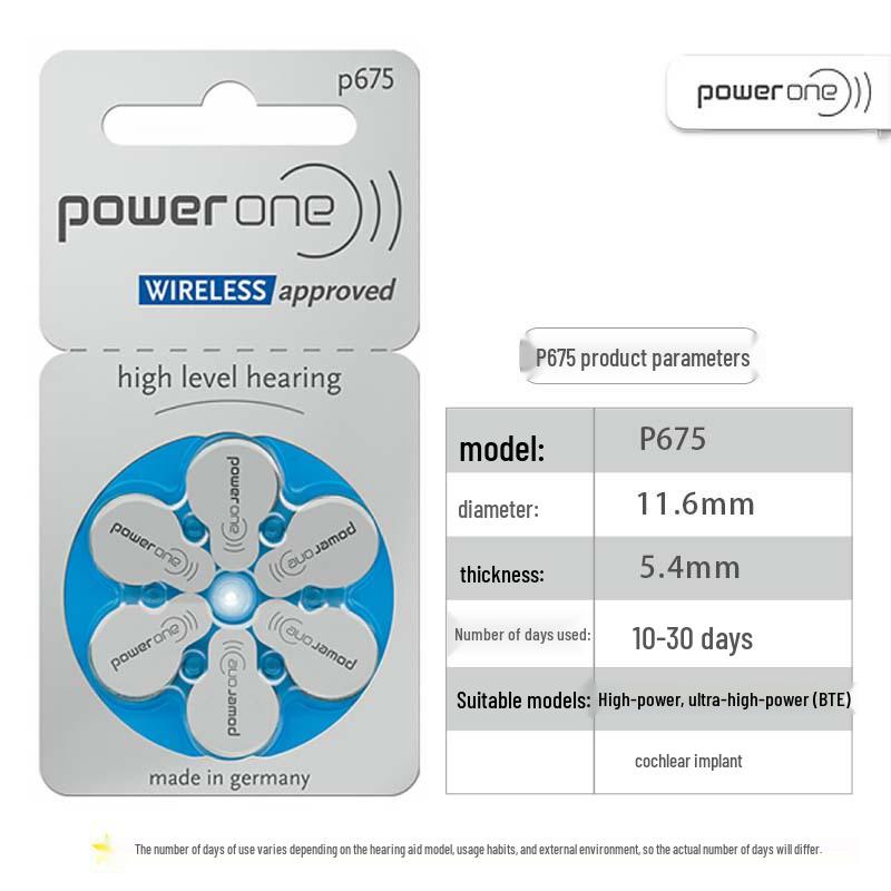 Powerone Zinc-Air Hearing Aid Batteries P675 PR44 A675 S675 AG13