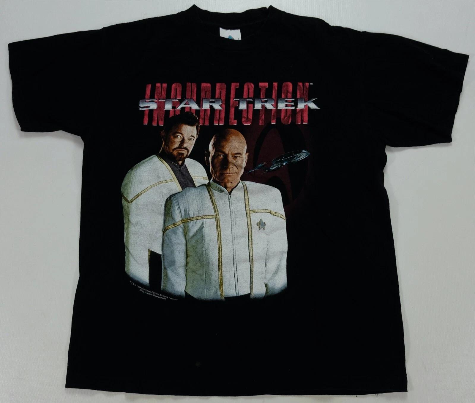 Rare Vintage TOUR CHAMP Star Trek Insurrection 1998 Picard Riker T Shirt 90s L 4XL