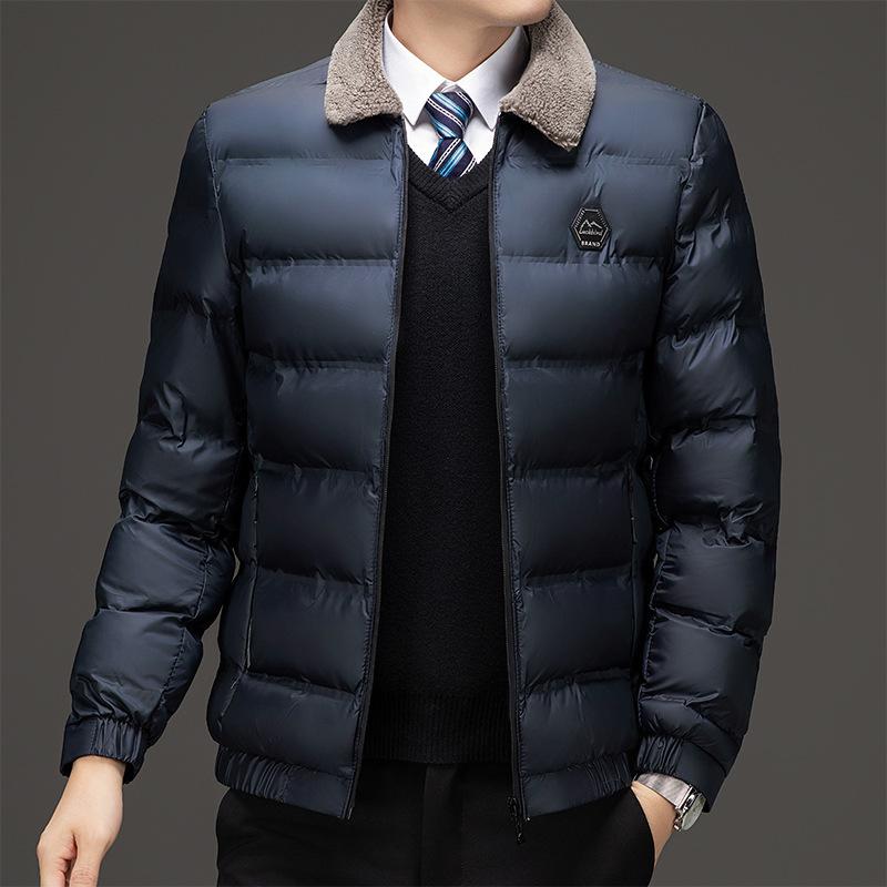 

Graphene Plus Velvet Thickened Cotton Coat for Men In Winter Business Casual Lapel Wool Collar Jacket Warm Cotton Clothing Business Wear L