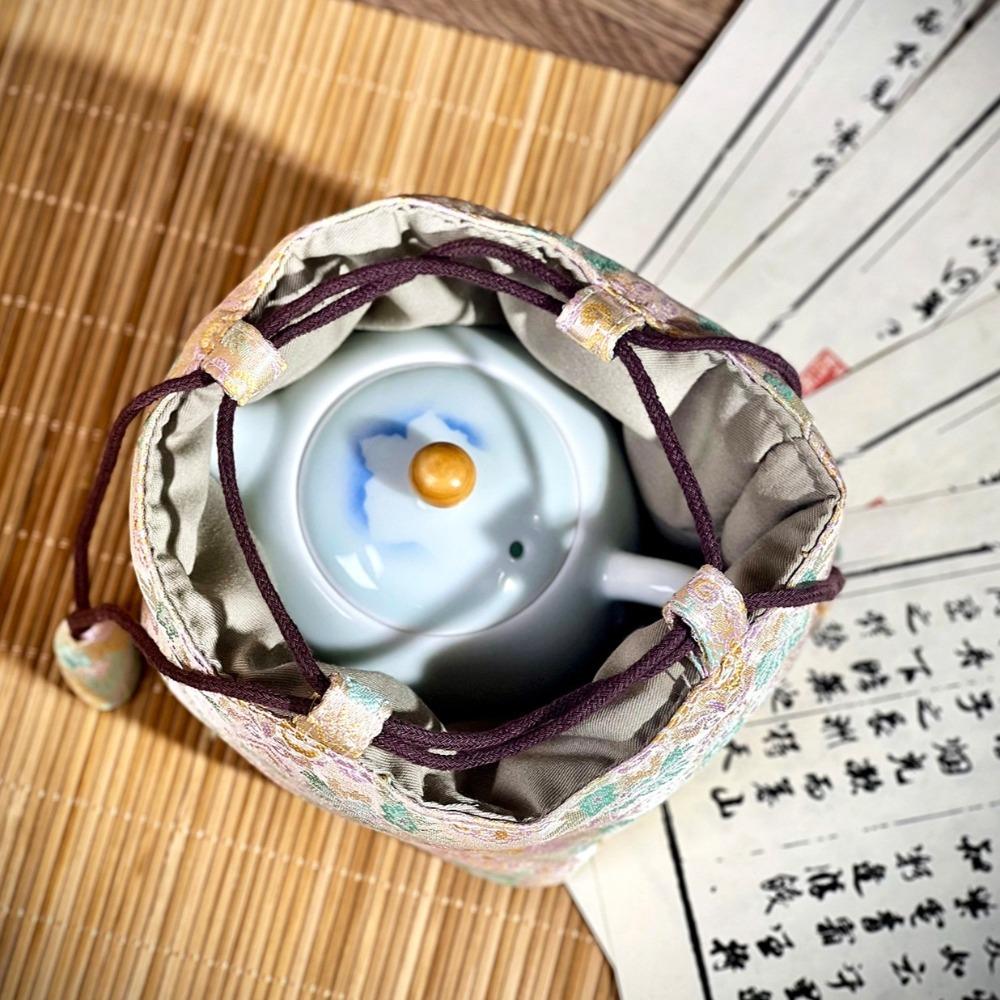 Tea Ceremony Accessories Tea Set Organizer Bag Embroidered Teaware Storage Bag Brocade Bag Unisex