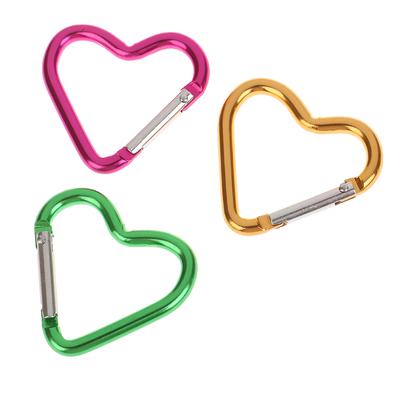 1Pc Heart-Shaped Aluminum Alloy Carabiner Key Chain Clip Outdoor Keyring Hook Water Bottle Hanging Buckle Travel Accessories