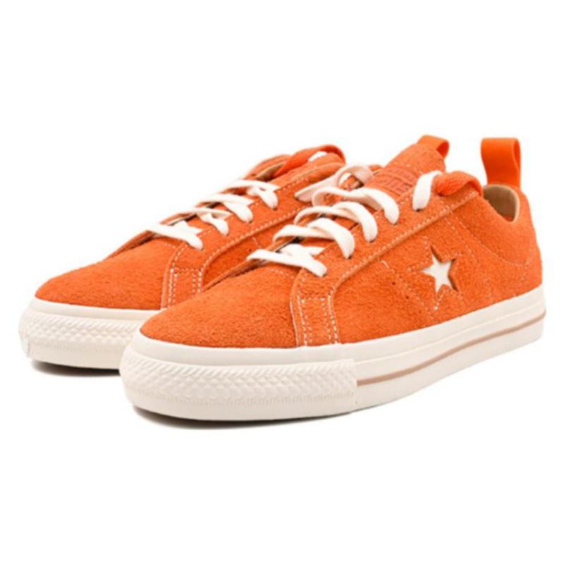 Converse One Star Pro Cowhide Non-Slip Shock-Absorbing Abrasion Resistant Low-Top Board Shoes Unisex Orange