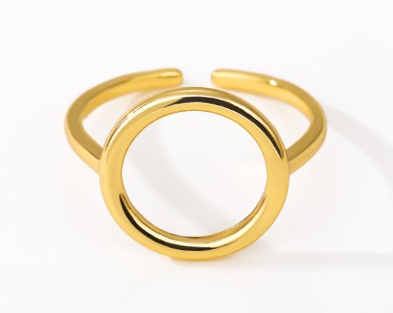 Round Hollow Rings For Women Gold Color Stainless Steel Hoop Open Rings Fashion personality Waterproof Metal Jewelry Accessories