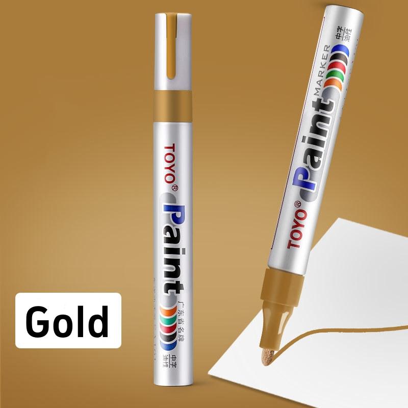 Metal Permanent Paint Marker Pen Waterproof Car Tyre Tire Tread Rubber Graffiti Touch Scratch Wet Wax Highlighter White Markers