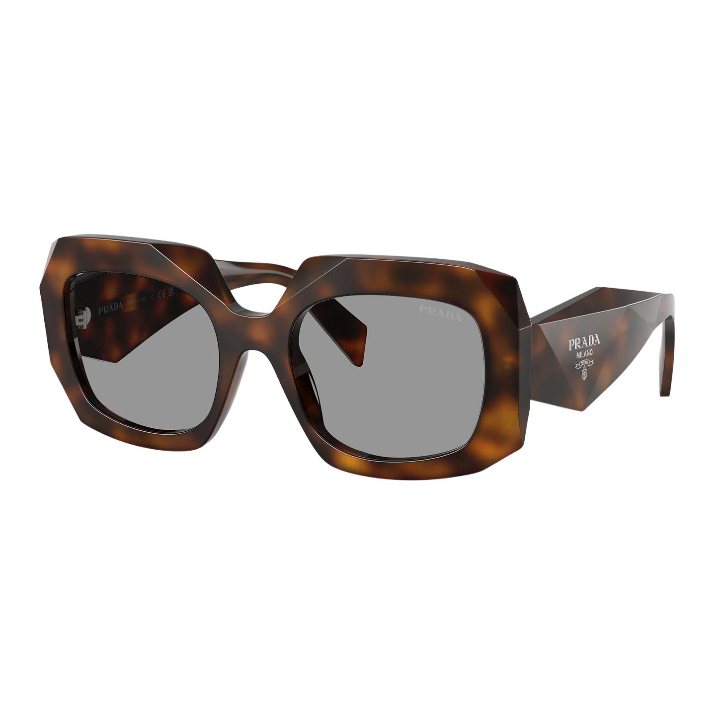 

Prada Design Series High Nose Bridge Acetate Square Sunglasses Women sunglasses Brown PR-B23S-20D50Q Basic Packaging-Eyeglass Case+Box,55mm