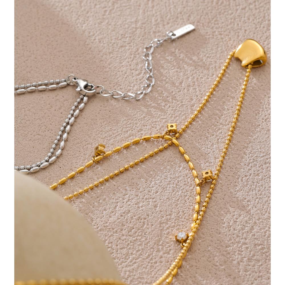 Eetit Luxury Fashion Double-Layer Zirconia Drop Exquisite Chain Overlay Necklace Stainless Steel Popular Pendant Collar Jewelry