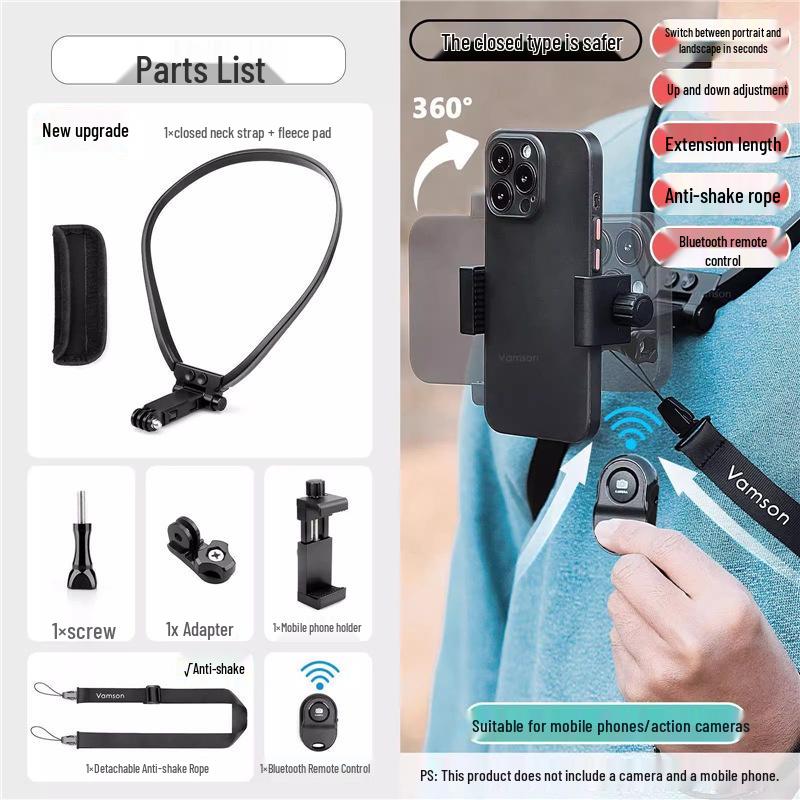 First-Person Neck-Mounted Sports Camera: Live Stream, Cycle, Fish, and More