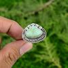 Natural Brazilian Chrysoprase 925 Silver Statement Adjustable Ring For Women
