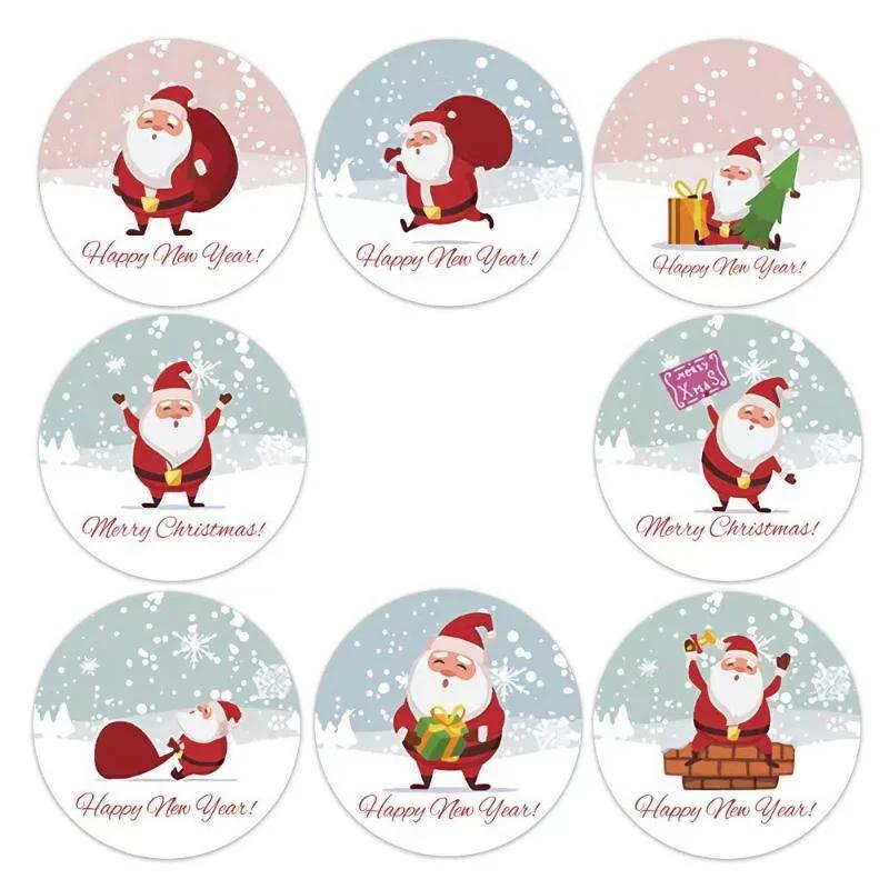 500pcs Santa Claus Stickers Merry Christmas Sticker Candy Gift Bag Seal Label DIY Envelope Stationery Supplies