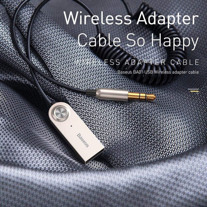Baseus BA01 Aux USB Bluetooth Adapter Dongle Cable For Car 3.5mm Jack Aux Bluetooth 5.0 Receiver Speaker Audio Music Receiver