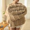 2024 new 310g high gram weight Class A milk fleece mother and child striped jacquard blanket coral fleece