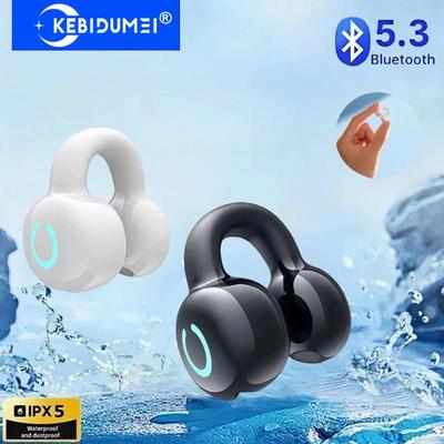 Bluetooth 5.3 Kopfhörer Kabelloser Ohrclip Kopfhörer HiFi Stereo Headset Geräuschunterdrückung HD Anruf Sport Gaming Ohrhörer