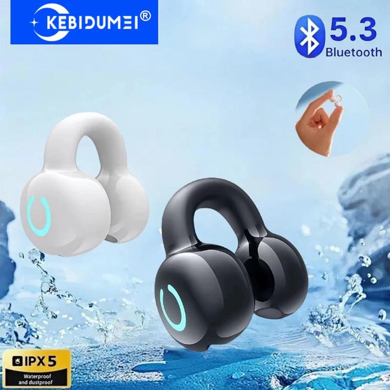 Bluetooth 5.3 Kopfhörer Kabelloser Ohrclip Kopfhörer HiFi Stereo Headset Geräuschunterdrückung HD Anruf Sport Gaming Ohrhörer