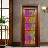 Retro Flowers Colorful Stained Glass Window Film Pattern Non-adhesive Window Decals Static Clings Non-Adhesive Window Stickers