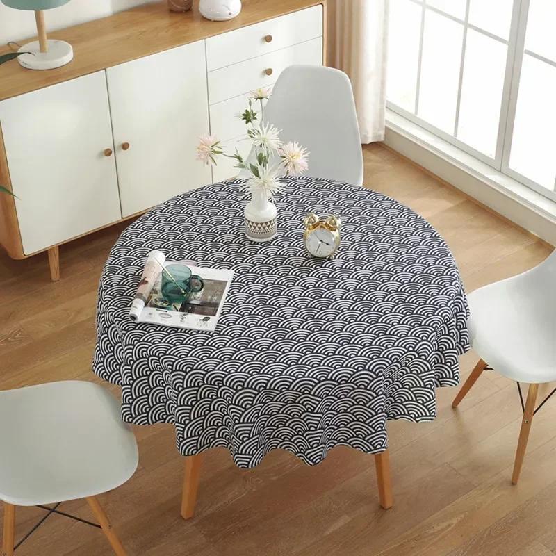 Diameter 120/150cm Nordic Round Tablecloth Cotton Linen Washable Hotel Banquet Table Cloth Wedding Party Christmas Table Cover