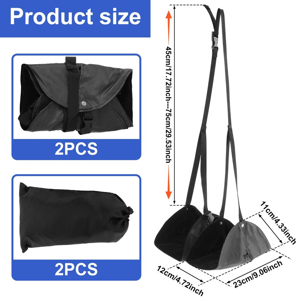 2Pcs Portable Foot Hammock Suspended Adjustable Travel Hammock Office Desk Foot Rest with Storage Bag Car Airplane Foot Hammock