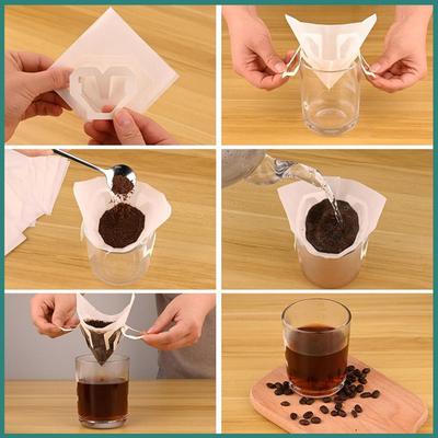 30 Pièces Filtre à Café en Forme de V Écologique avec Oreilles Suspendues Sac Filtre à Café Filtres en Papier Jetables