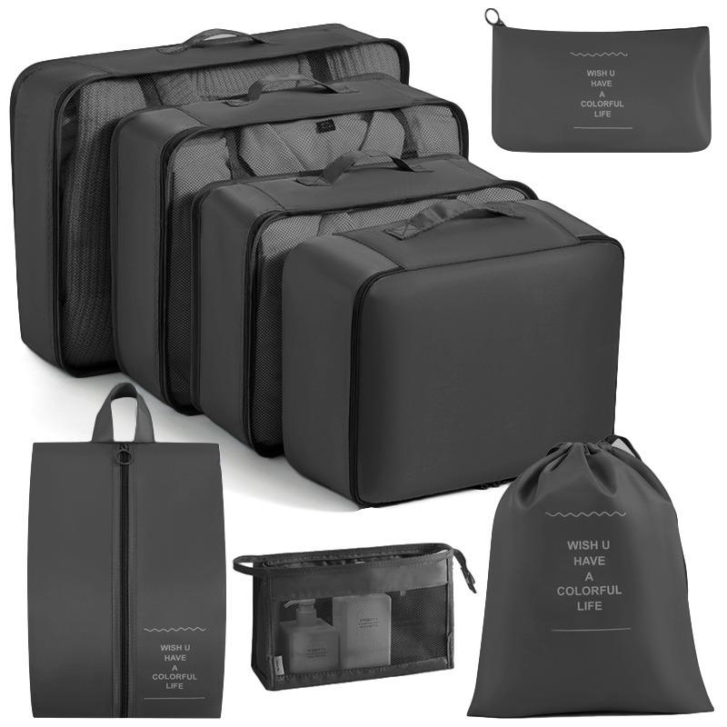 Eight-Piece Waterproof Travel Storage Bag Set for Business Trips - Large Capacity