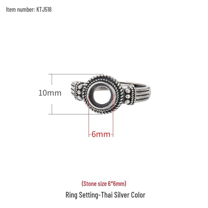 

925 Sterling Silver Amber & Turquoise Round Ring Settings for Men & Women, Sizes 6*6 & 8*8 Adjustable